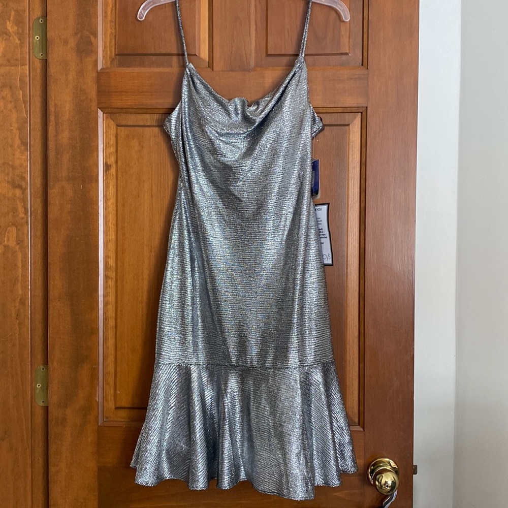 Brand new with tags silver black cocktail dress